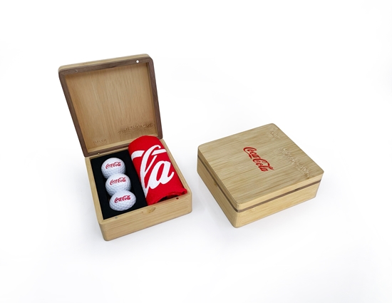 Picture of MINI HINGED MAGNETIC BAMBOO TOWEL AND BALL GOLF PRESENTATION BOX